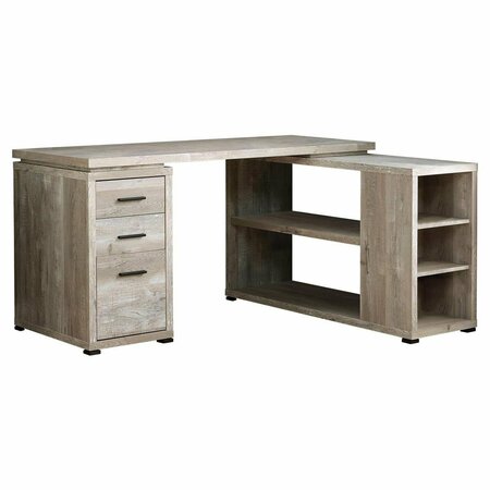 DAPHNES DINNETTE Taupe Reclaimed Wood Left or Right Facing Corner Computer Desk DA3070083